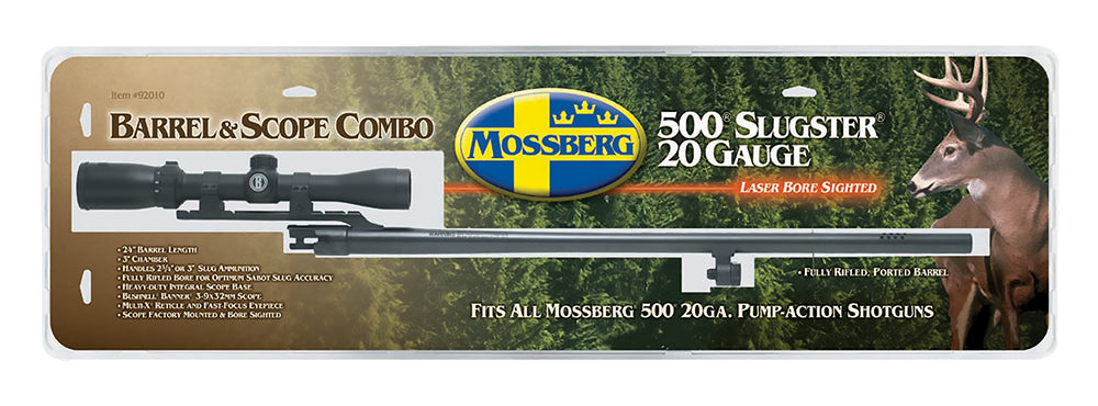 Mossberg 92010 OEM 20 Gauge 24" Slug Barrel with Cantilever Mount, Fully-Rifled Bore & 3-9x40mm Scope for 500 & Maverick 88