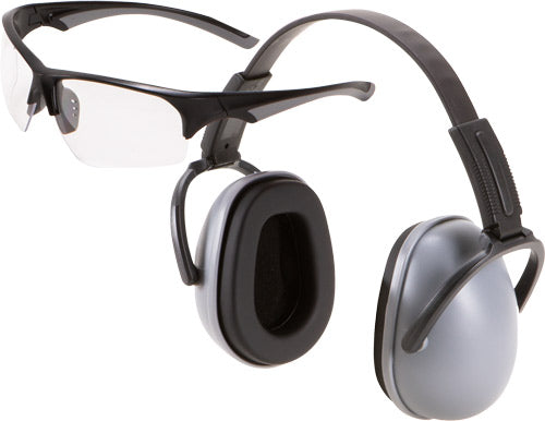 Allen Passive Ear Muff and Shooting Glasses Combo 23dB Gray Muffs Clear Lenses