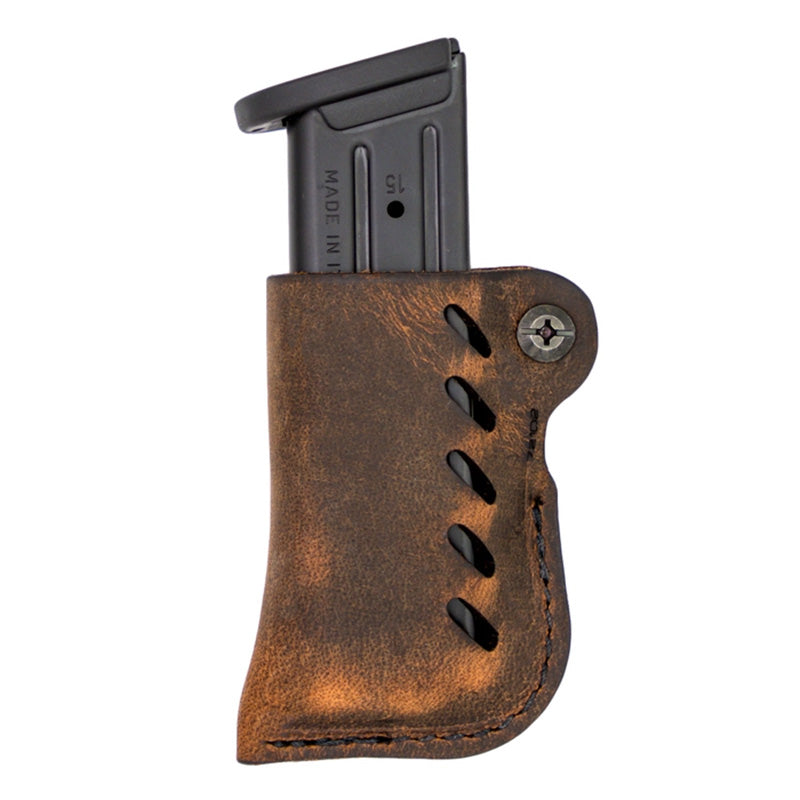 Versacarry Leather Double Stack Magazine Carrier Brown