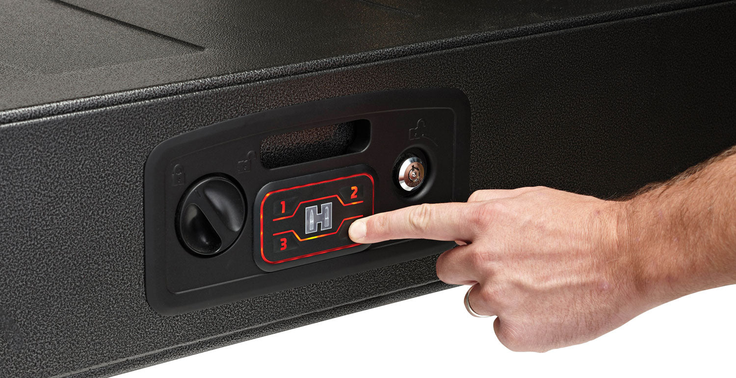 Hornady 98190 Rapid Safe AR Gunlocker RFID Keypad Key Entry Black Steel Holds 2 Rifles