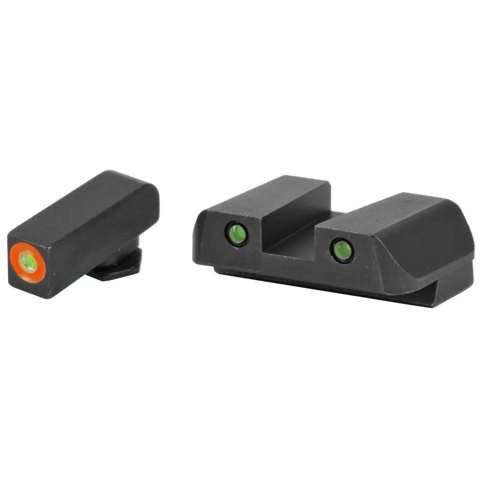 AmeriGlo Night Sight Set Glock 43 - Green Tritium Orange Outline Front, Green Tritium Black Rear