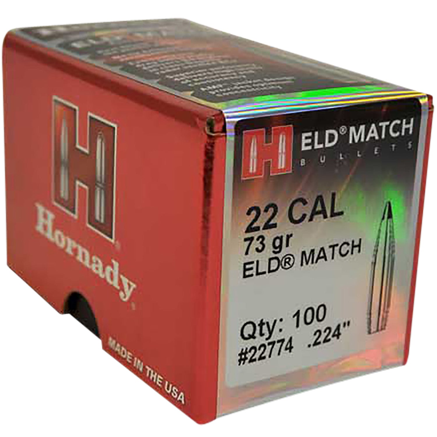 Hornady ELD Match .224 73gr Extremely Low Drag Match Bullets 100/Box