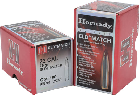 Hornady ELD Match .224 75gr Extremely Low Drag Match Bullets 100/Box