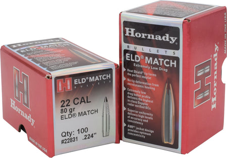 Hornady ELD Match .224 80gr Extremely Low Drag Match Bullets 100/Box
