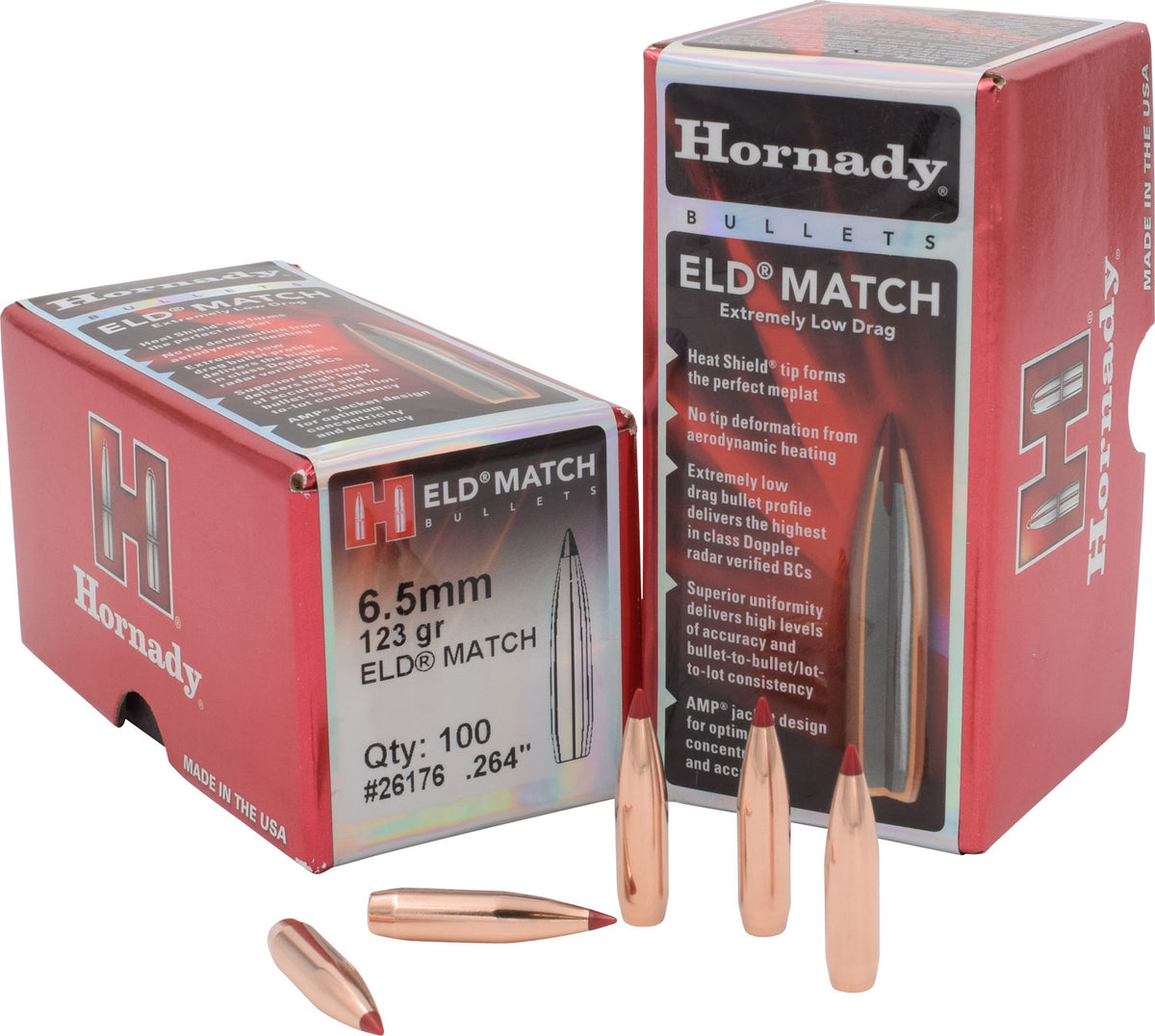 Hornady ELD Match 6.5mm .264 123gr Extremely Low Drag Match Bullets 100/Box