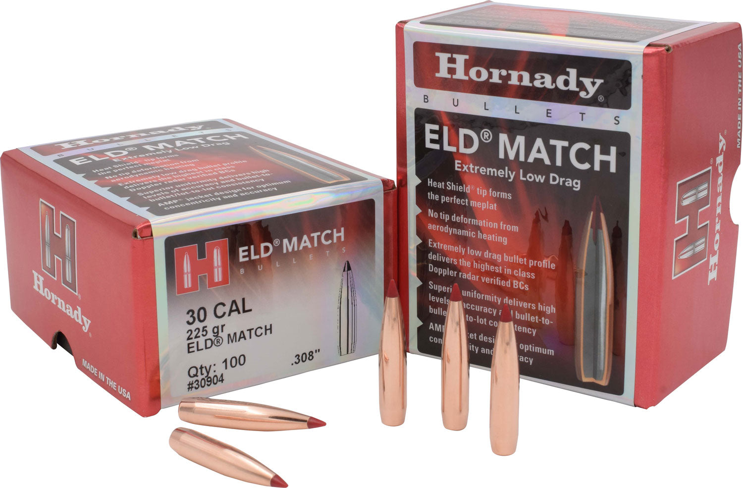 Hornady ELD Match Bullets 30 Caliber .308 Diameter 225gr 100-Count Box