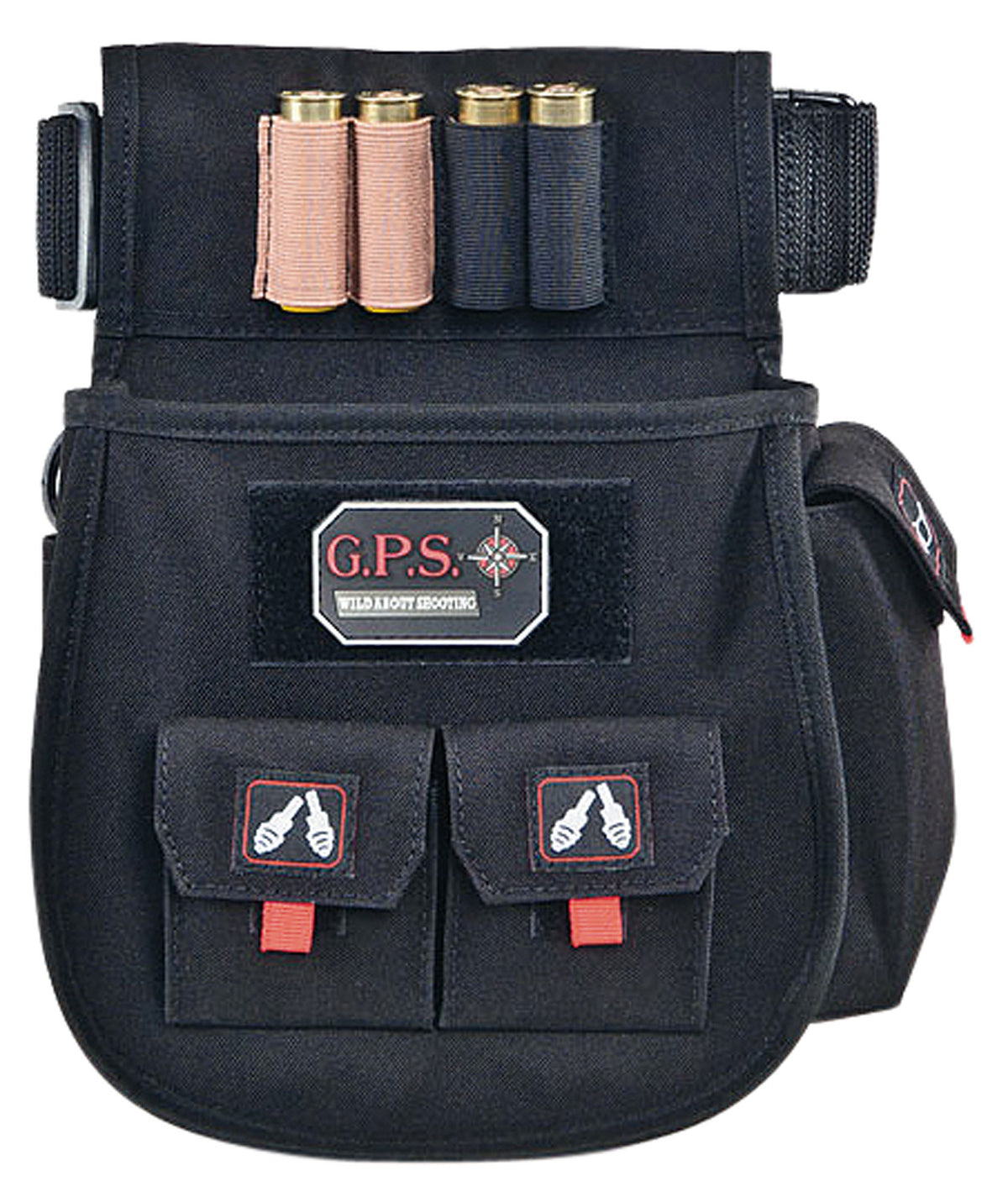 GPS Bags 1094CSP Deluxe Double Shotshell Pouch Black Polyester Waist Belt 30-52 Inch