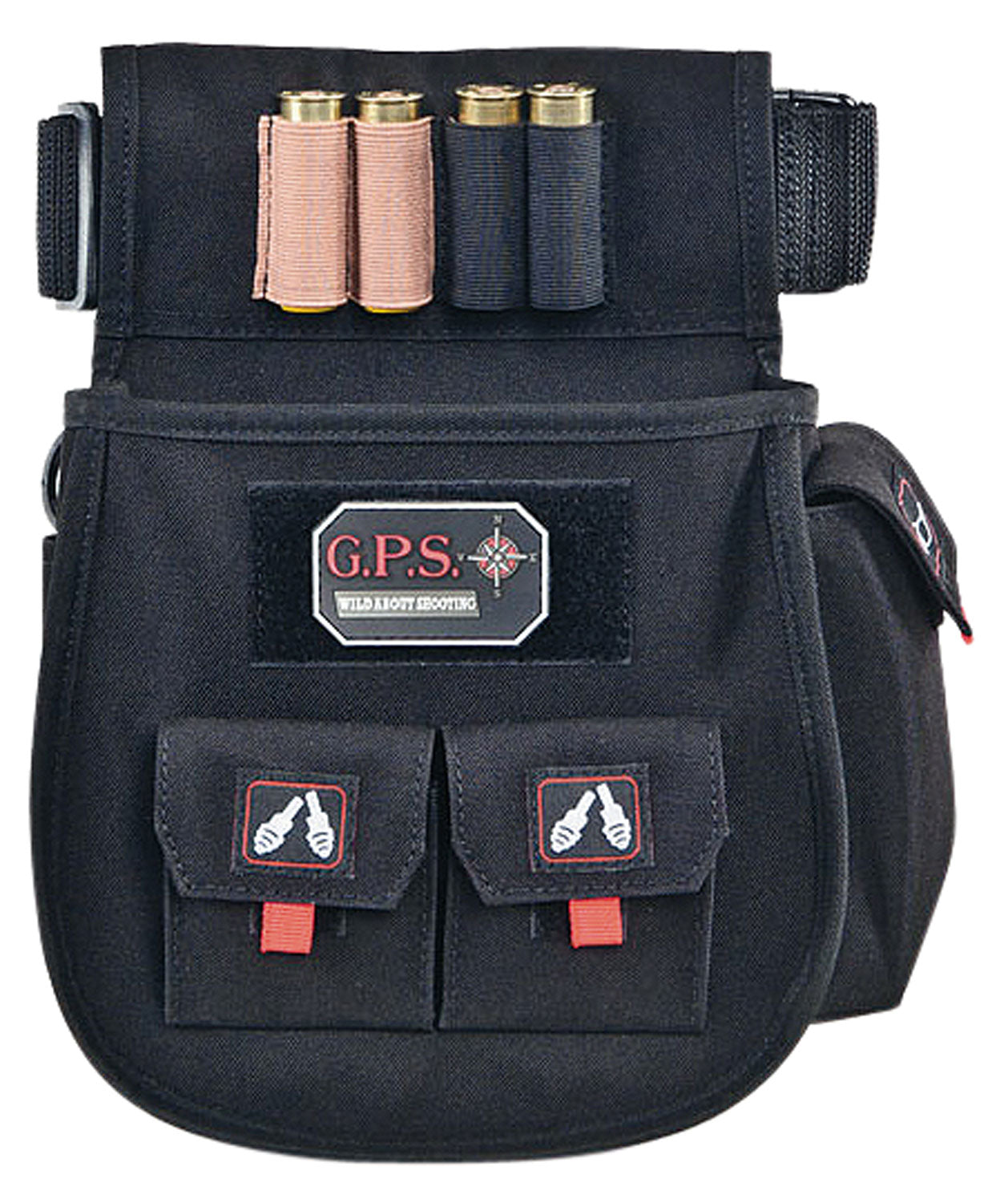 GPS Bags 1094CSP Deluxe Double Shotshell Pouch Black Polyester Waist Belt 30-52 Inch