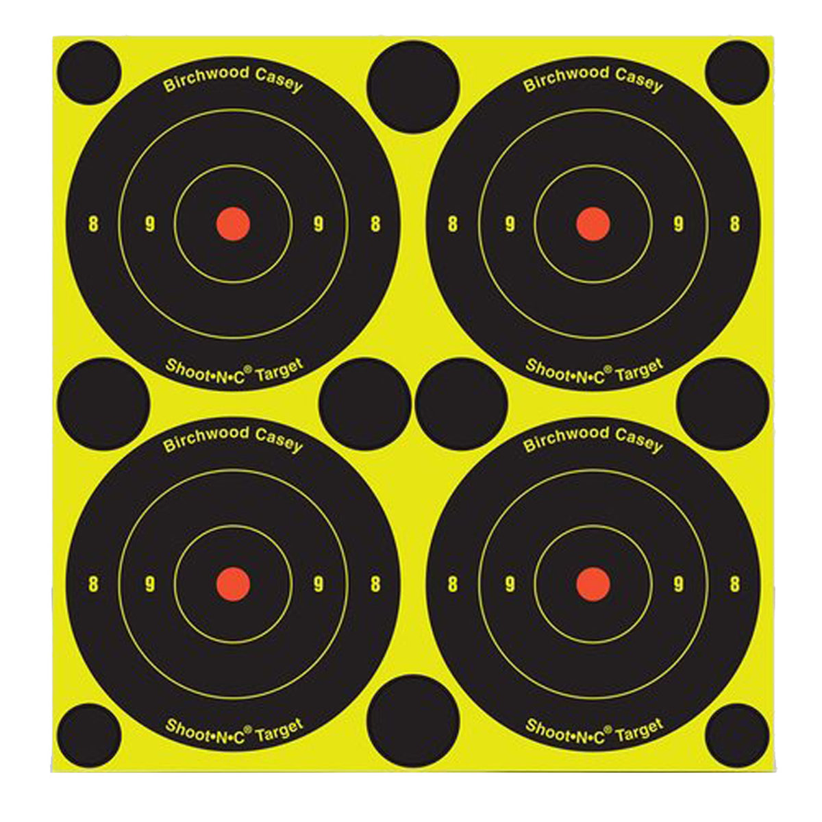 Birchwood Casey 34315 Shoot-N-C Reactive Self-Adhesive Paper Target Black/Yellow 3-Inch Bullseye 12 Pack