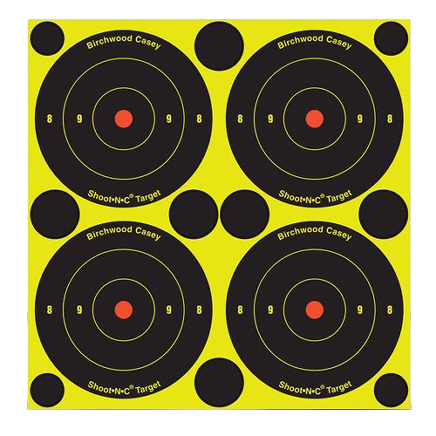 Birchwood Casey 34315 Shoot-N-C Reactive Self-Adhesive Paper Target Black/Yellow 3-Inch Bullseye 12 Pack