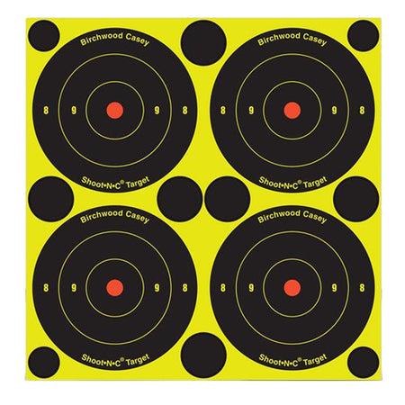 Birchwood Casey 34315 Shoot-N-C Reactive Self-Adhesive Paper Target Black/Yellow 3-Inch Bullseye 12 Pack