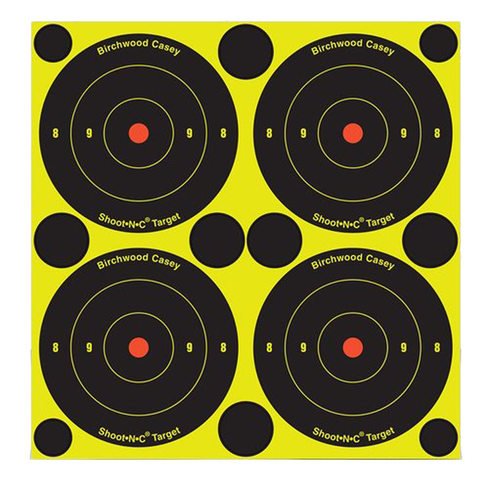 Birchwood Casey 34315 Shoot-N-C Reactive Self-Adhesive Paper Target Black/Yellow 3-Inch Bullseye 12 Pack