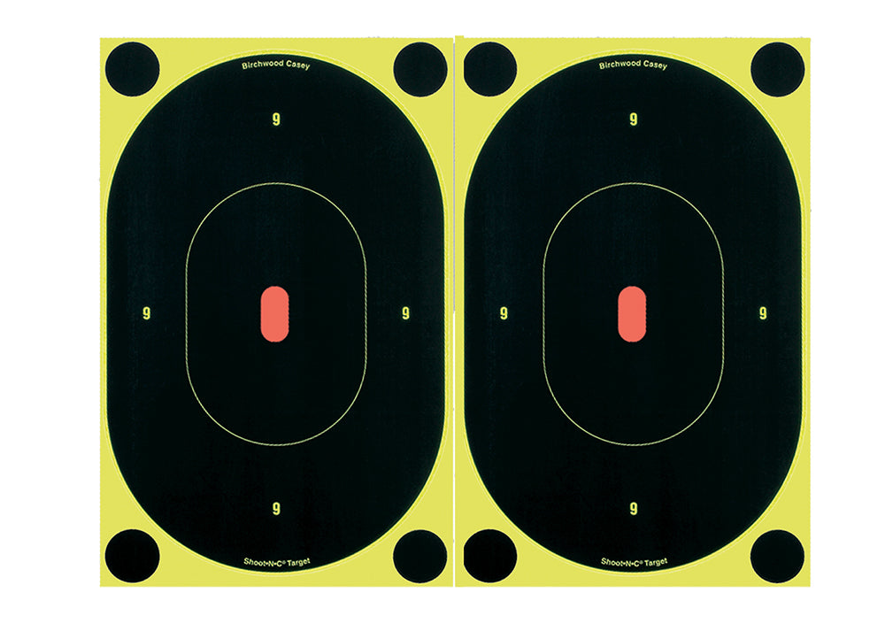 Birchwood Casey 34710 Shoot-N-C Reactive Self-Adhesive 7" Oval Silhouette Target Black/Yellow 6-Pack