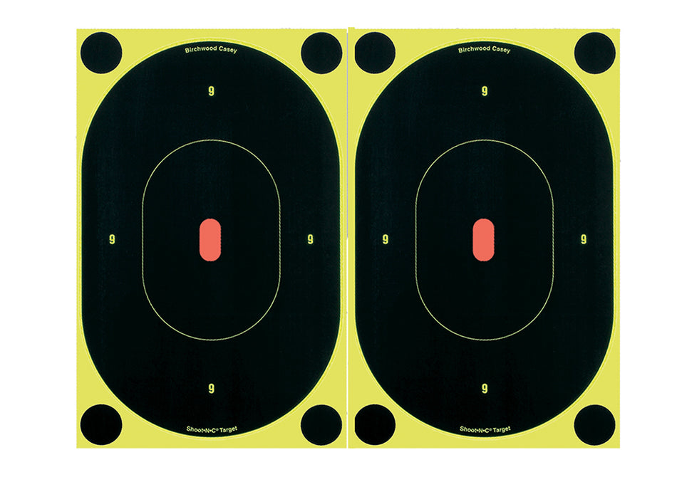 Birchwood Casey 34710 Shoot-N-C Reactive Self-Adhesive 7" Oval Silhouette Target Black/Yellow 6-Pack
