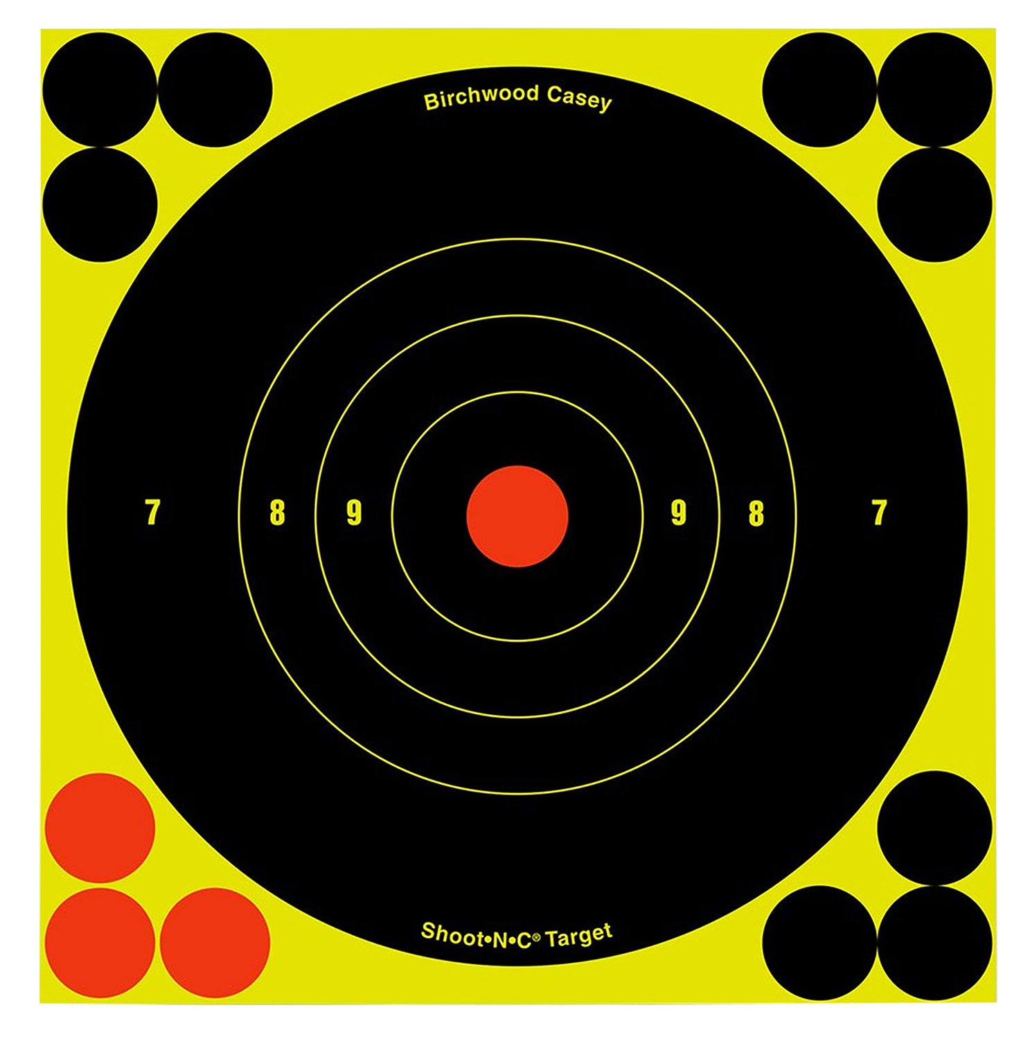 Birchwood Casey Shoot-N-C 6" Bullseye Reactive Self-Adhesive Target Black/Yellow/Red 60 Pack