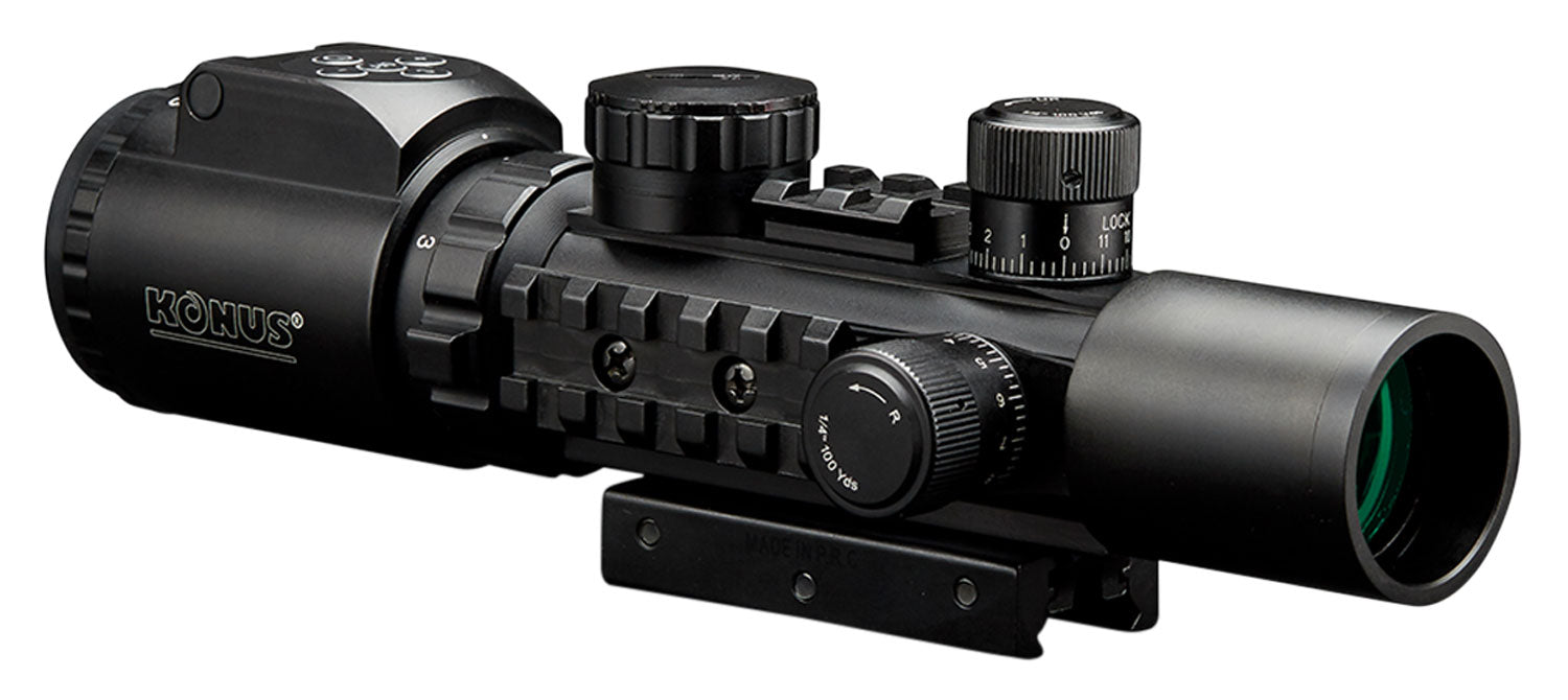 Konus 7170 KonusPro AS-34 Matte Black 2-6x28mm 34mm Tube Dual Illuminated Mil-Dot Reticle w/ Bubble Level