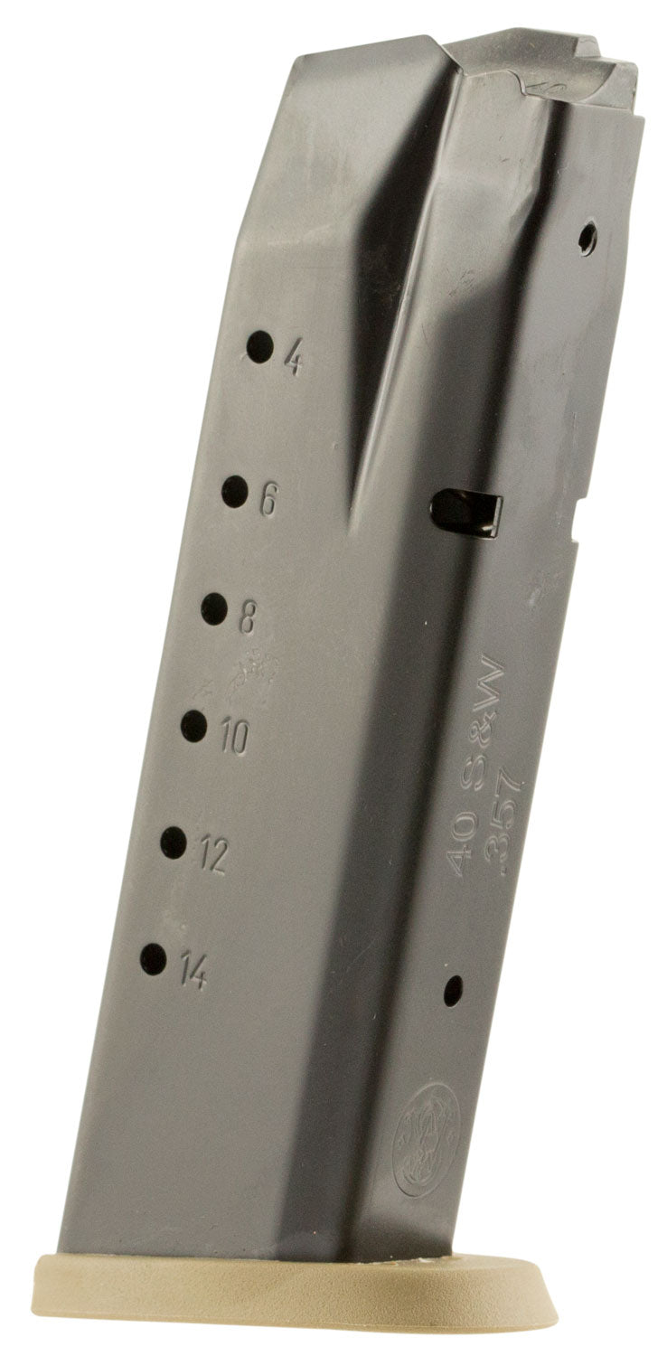 Smith & Wesson 3007346 M&P 15rd 40S&W Blued Steel Magazine with Brown Floor Plate