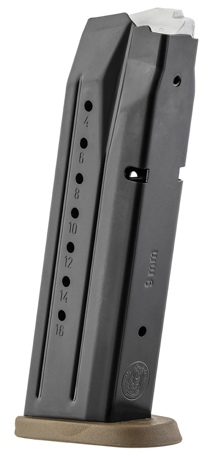 Smith & Wesson 3007345 M&P 17rd 9mm Luger Blued Steel Magazine with Brown Floor Plate