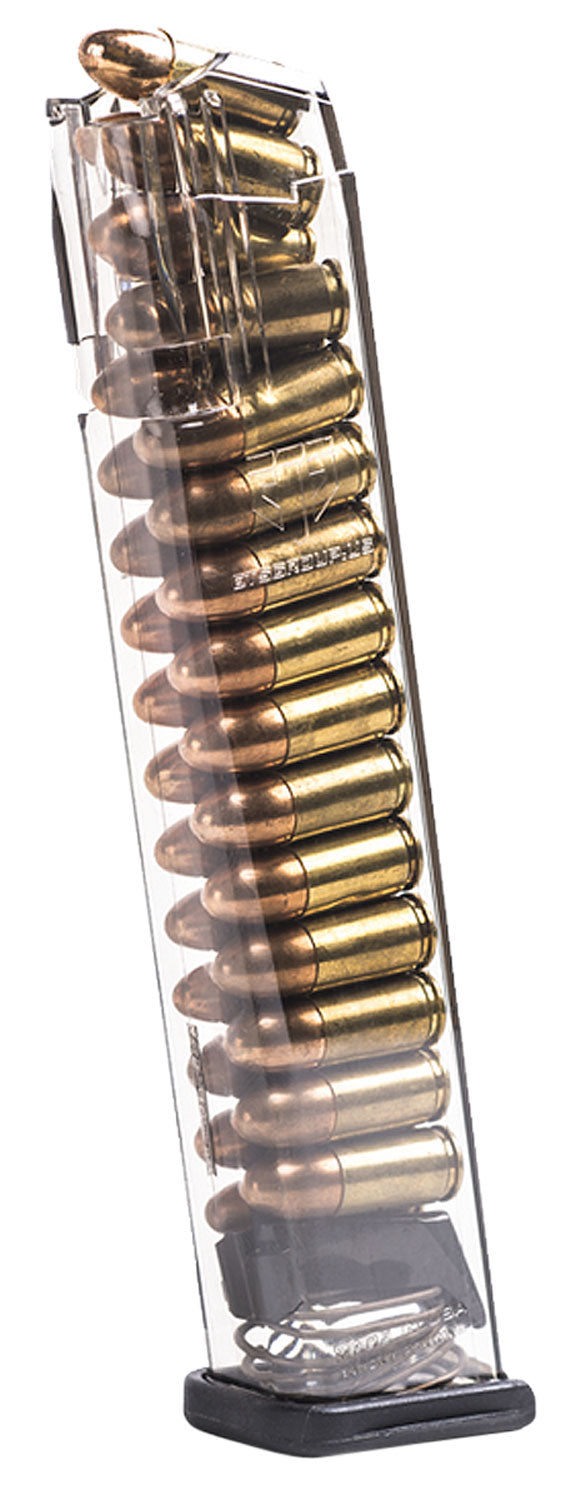 ETS Group GLK9170 Competition Legal 27rd Extended 9mm Luger Magazine for Glock 17/18/19/19X/26/34/45 Gen1-5 Clear Polymer
