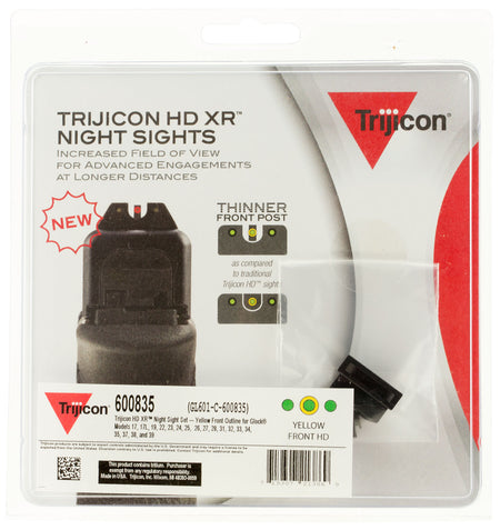 Trijicon 600835 HD XR Night Sight Set Green Tritium Yellow Outline Front & Green Tritium Rear for Glock 17/17L/19/22 Standard Frame