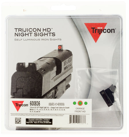 Trijicon 600836 HD XR Night Sight Set Green Tritium Orange Outline Front & Green Tritium Rear for Glock 17/17L/19/22 Standard Frame