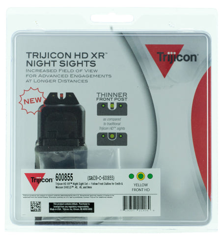 Trijicon 600855 HD XR Night Sights Green/Yellow Outline Front & Black Outline Rear for S&W M&P Shield/Shield Plus