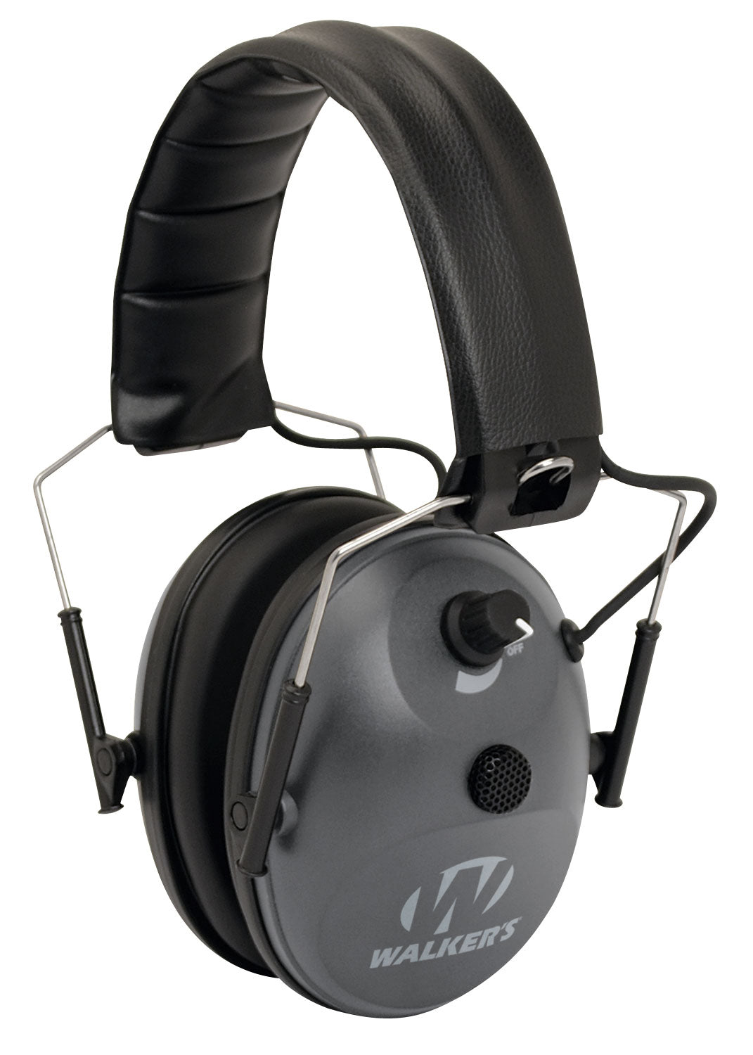 Walker's Low-Profile Single Mic Electronic Muff 24dB NRR Over-the-Head Gray/Black