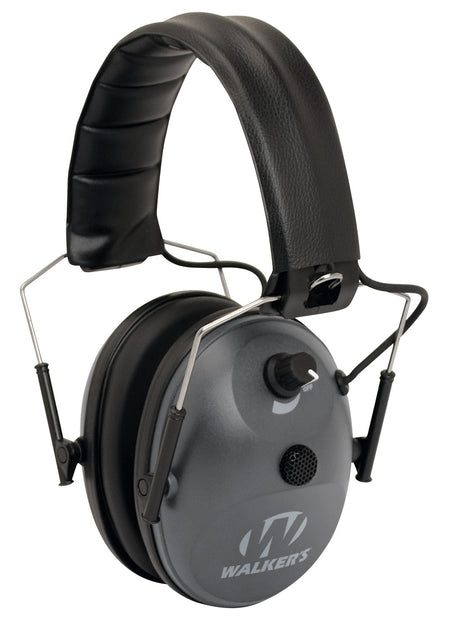 Walker's Low-Profile Single Mic Electronic Muff 24dB NRR Over-the-Head Gray/Black