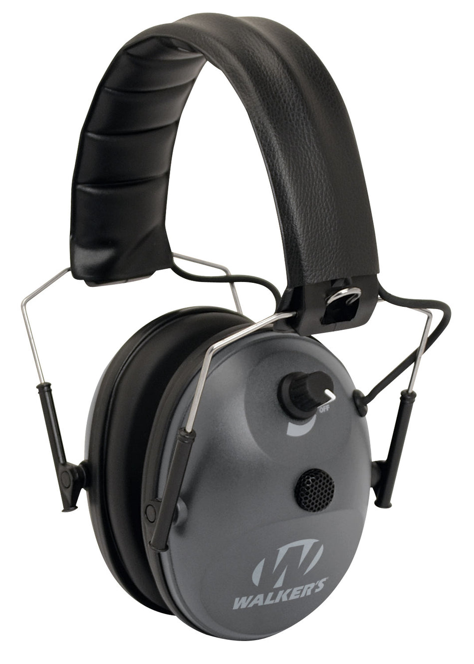 Walker's Low-Profile Single Mic Electronic Muff 24dB NRR Over-the-Head Gray/Black