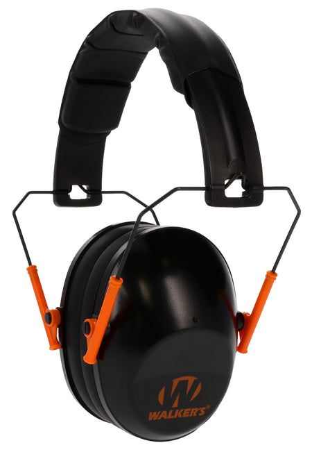 Walker's Pro Low Profile Passive Muff 22dB Over-the-Head Black/Orange Accent Polymer
