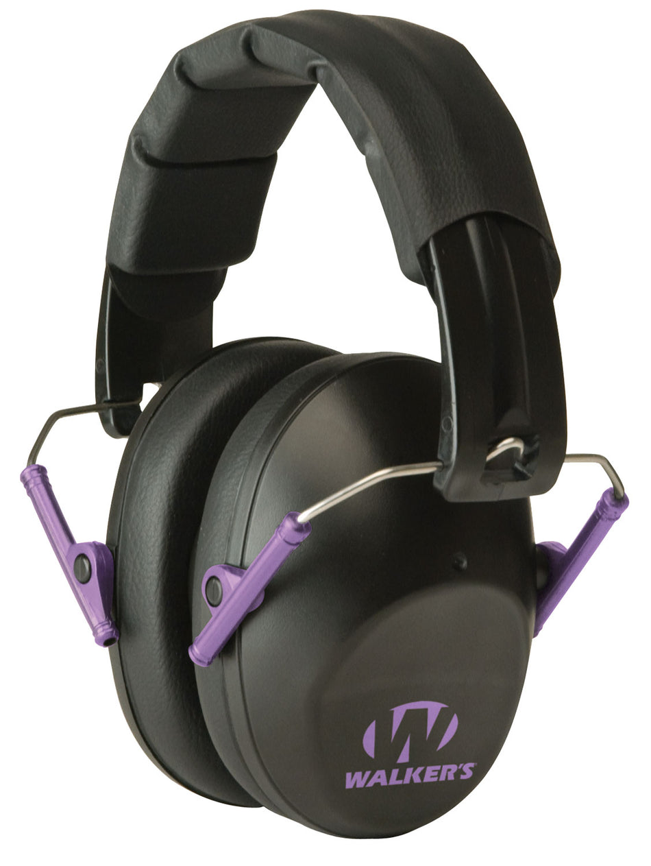 Walker's Pro Low Profile Passive Muff 22dB Over-the-Head Black/Purple Accent Polymer