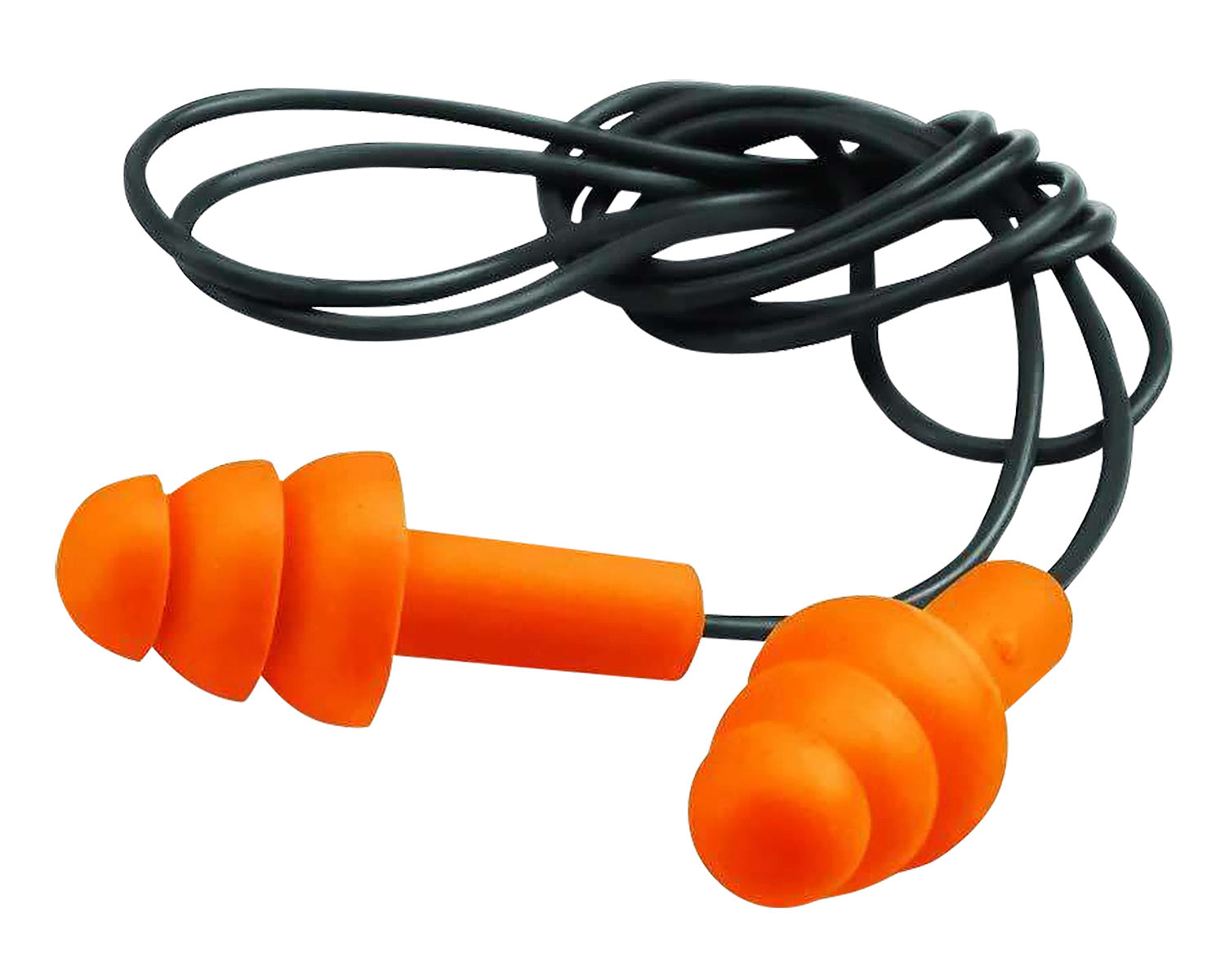 Walker's Corded Foam Ear Plugs 25dB NRR In-the-Ear Orange/Black with Storage Case 2-Pack