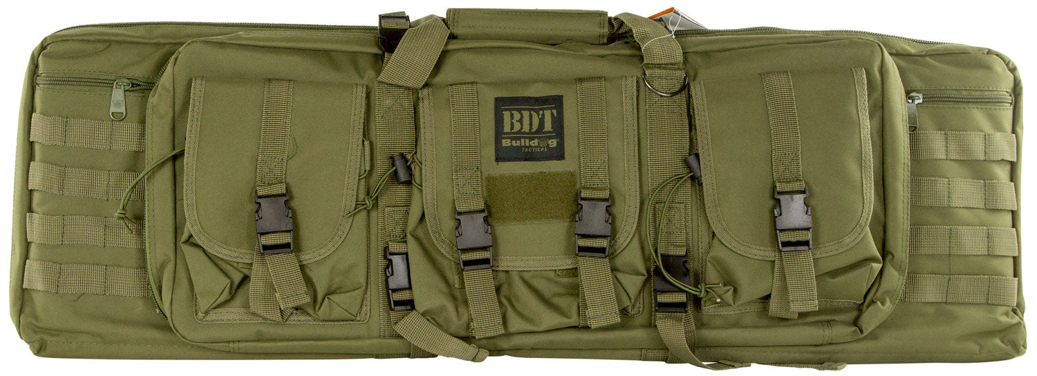 Bulldog BDT4037G Tactical Single Rifle Case Green Nylon with 3 Accessory Pockets and Lockable Zippers