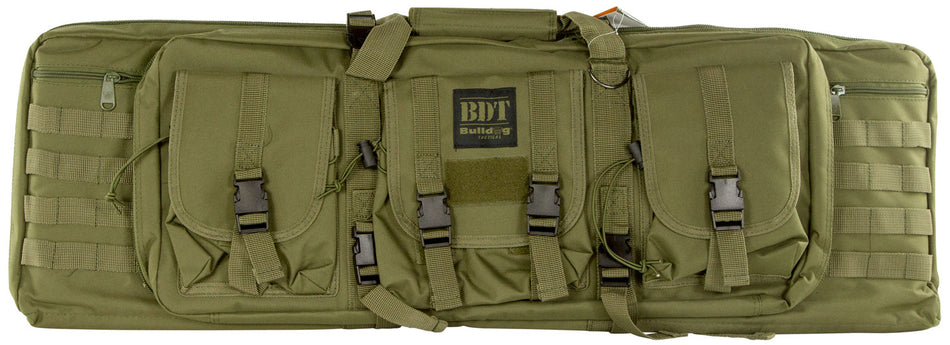 Bulldog BDT4037G Tactical Single Rifle Case Green Nylon with 3 Accessory Pockets and Lockable Zippers