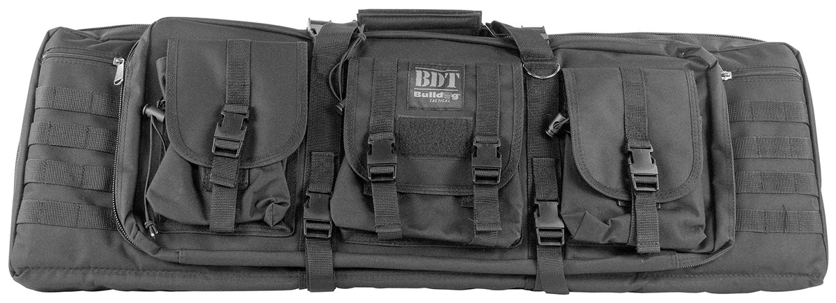 Bulldog BDT6037B Tactical Double Rifle Case 37" Black Nylon for 2 Rifles with Lockable Zippers