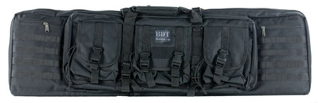 Bulldog BDT6043B Tactical Double Rifle Case 43" Black Nylon with 3 Accessory Pockets and Lockable Zippers