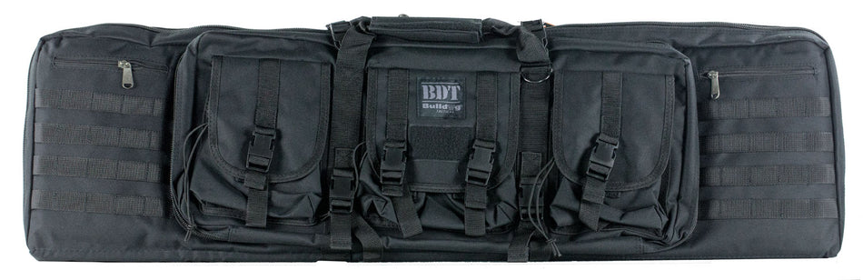 Bulldog BDT6043B Tactical Double Rifle Case 43" Black Nylon with 3 Accessory Pockets and Lockable Zippers