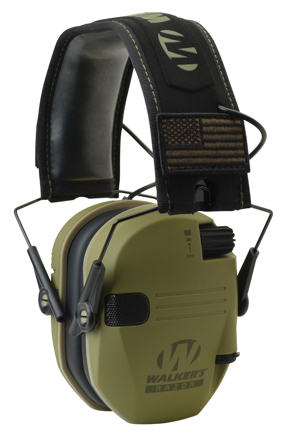 Walker's Razor Patriot Slim Electronic Muff 23dB Over-the-Head OD Green/Black Polymer