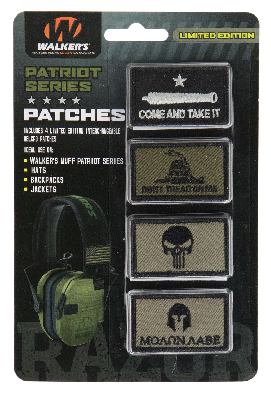 Walkers GXPPATKIT Patriot Muff Patch Kit Come and Take It Version 4 Pairs Velcro Patches