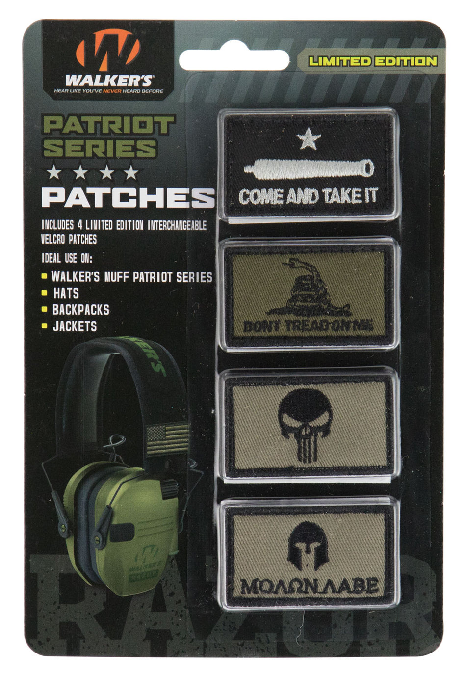 Walkers GXPPATKIT Patriot Muff Patch Kit Come and Take It Version 4 Pairs Velcro Patches