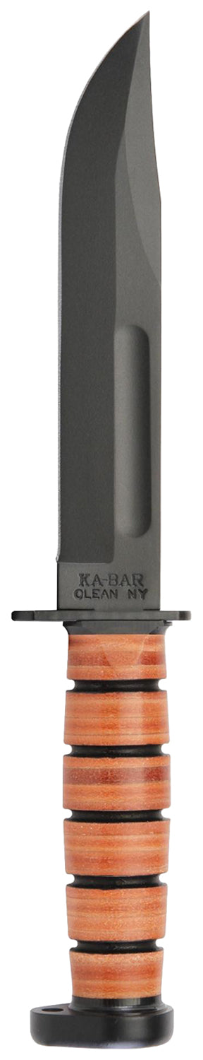 Ka-Bar 1317 Dog's Head Utility Knife 7" Fixed Clip Point 1095 Cro-Van Blade, Brown Leather Handle with Sheath