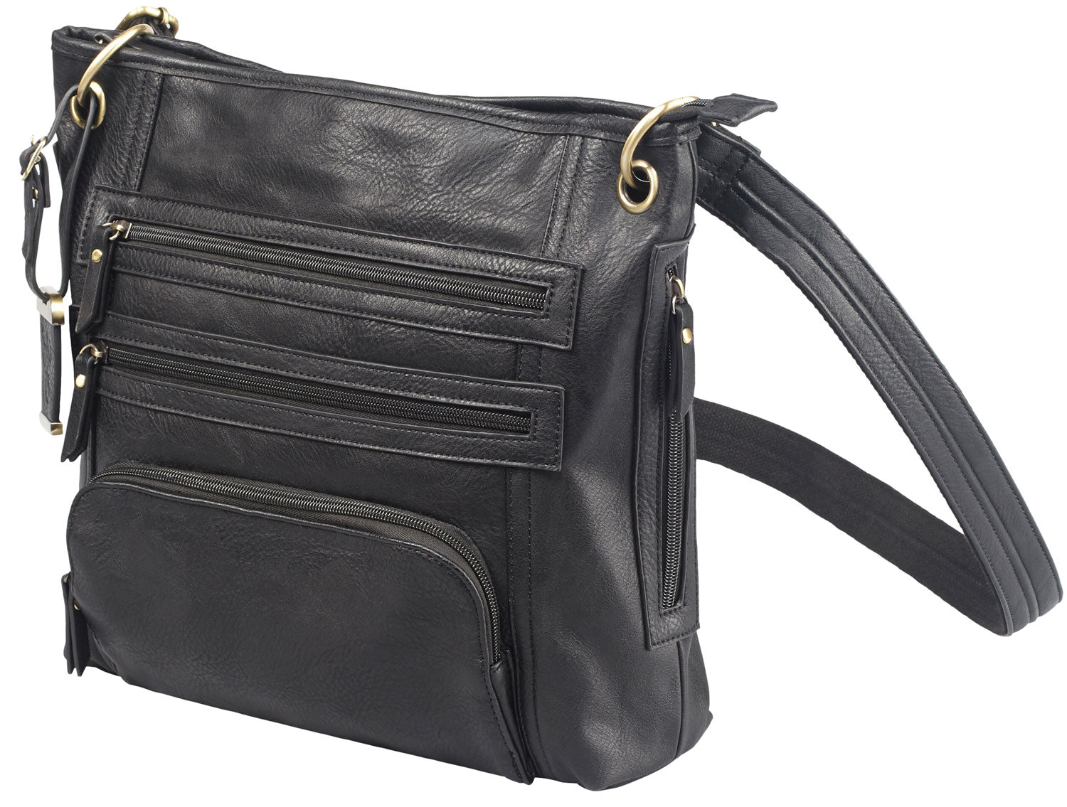 Bulldog BDP038 Cross Body Concealed Carry Purse w/Holster Black Leather Fits Most Small Pistols Ambidextrous