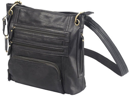 Bulldog BDP038 Cross Body Concealed Carry Purse w/Holster Black Leather Fits Most Small Pistols Ambidextrous
