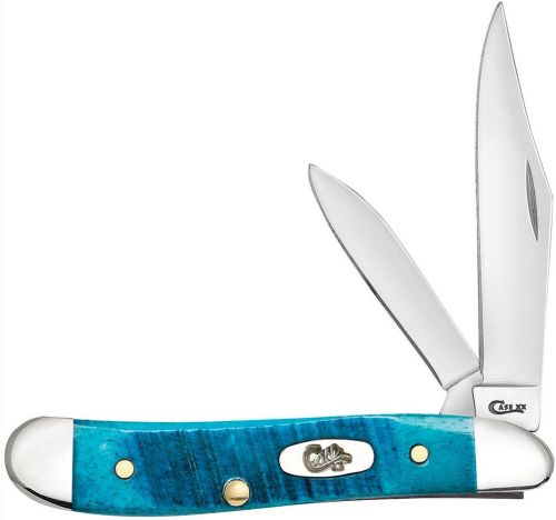 Case Knives Caribbean Blue Bone Sawcut Jig Peanut Folding Knife