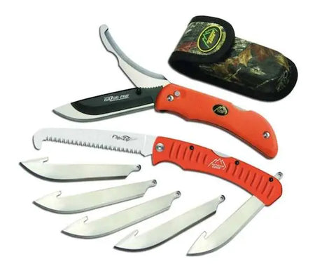 Outdoor Edge 3.5 In Razor-Pro G/Saw Combo Folding Knife Orange with 6 Blades