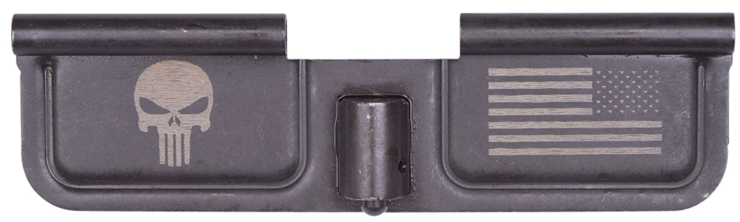 Spikes Tactical SED7005 AR-15 Ejection Port Door with Punisher and Flag Laser Engraving - Black Phosphate Steel