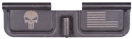 Spikes Tactical SED7005 AR-15 Ejection Port Door with Punisher and Flag Laser Engraving - Black Phosphate Steel
