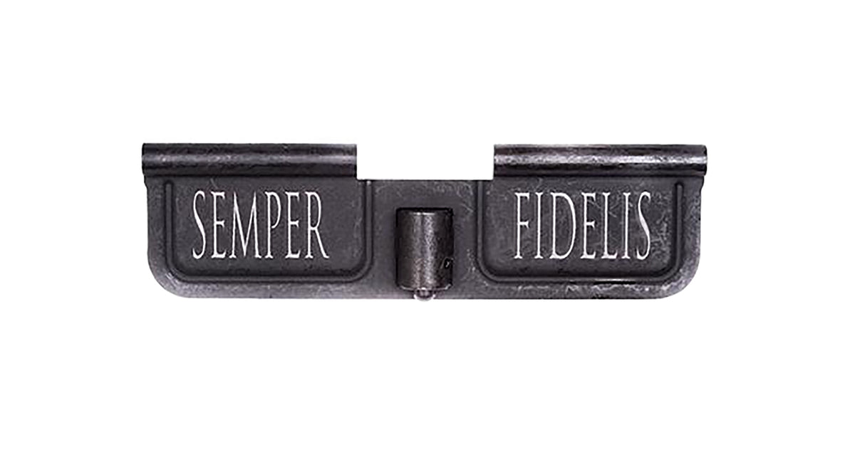 Spikes Tactical SED7008 AR-15 Ejection Port Door with Semper Fidelis Laser Engraving - Black Phosphate Steel