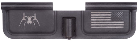 Spikes Tactical SED7010 AR-15 Ejection Port Door with Spider and Flag Laser Engraving - Black Phosphate Steel