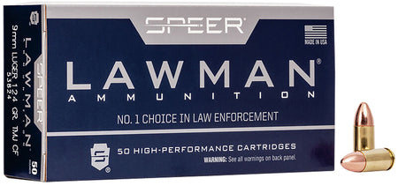 Speer Lawman Training Clean-Fire 9mm Luger / Parabellum 124 gr TMC ammo